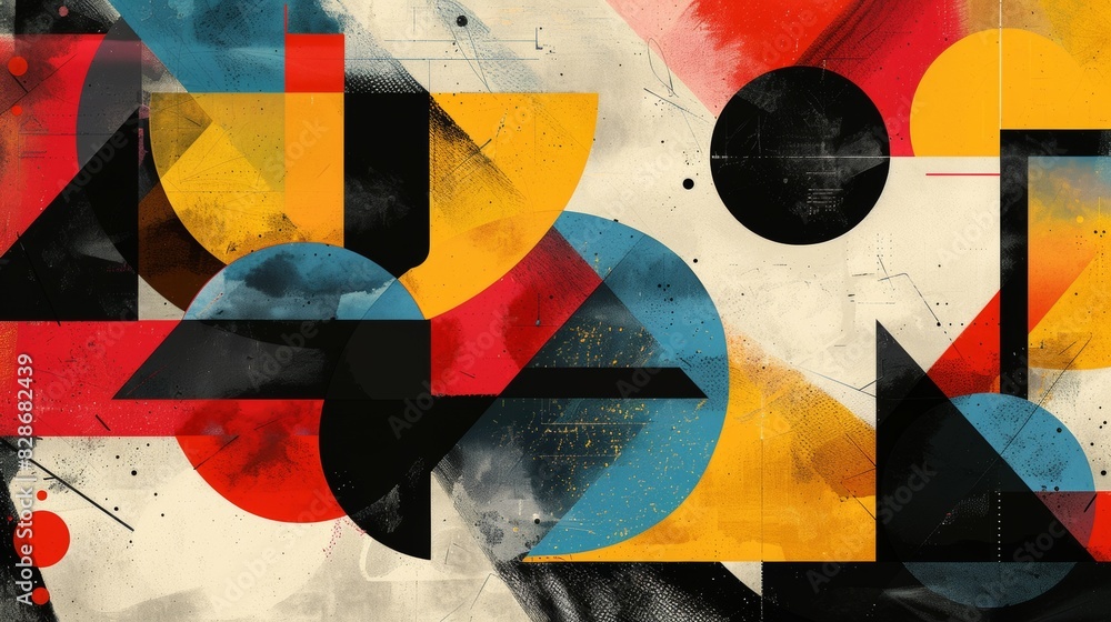 Fototapete abstract geometric shapes merging into one another.