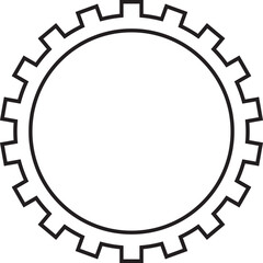 Round Gearwheel Industrial Border Frame. Ideal for vintage label or logo designs.