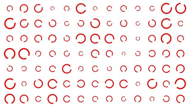 random red on grid para circles rotation in various stroke thickness.