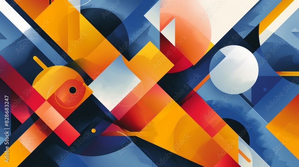 Fototapete abstract geometric shapes merging into one another.