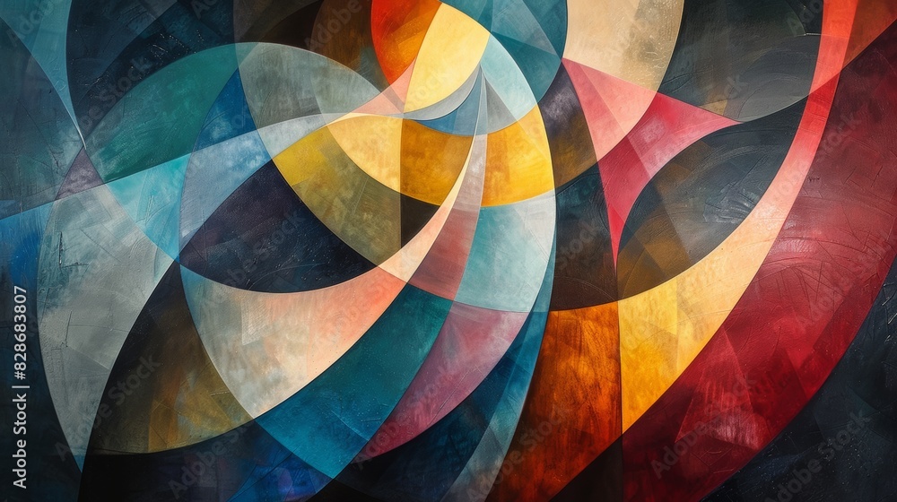 Fototapete abstract geometric shapes merging into one another.