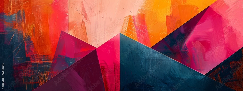 Fototapete abstract geometric shapes merging into one another.
