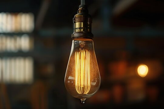 Antique Edison style filament light bulb for hanging.