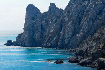 Eastern Crimea, view of the coastal mountains and rocks near Cape Kapchik, Novyi Svet