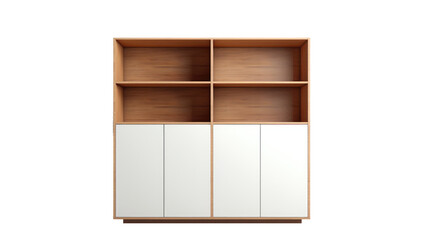 modern wooden cabinet Interior design concept furniture for living isolated on clear png background and transparent background, AI generative.	