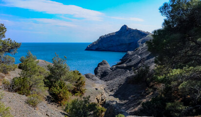 Crimean landscape, view of Cape Kapchik, Novy Svet, Crimea