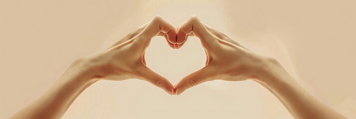 Fototapeta premium female hands in the shape of a heart isolated on a color background, concept of friendship, love, recognition