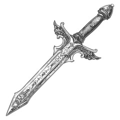 ancient dagger weapon with engraving style