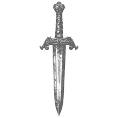 ancient dagger weapon with old engraving style
