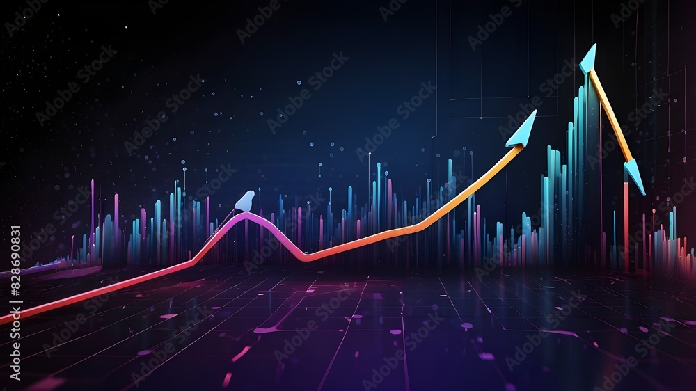 Poster digital transformation abstract technology background with a futuristic rise arrow chart. large data