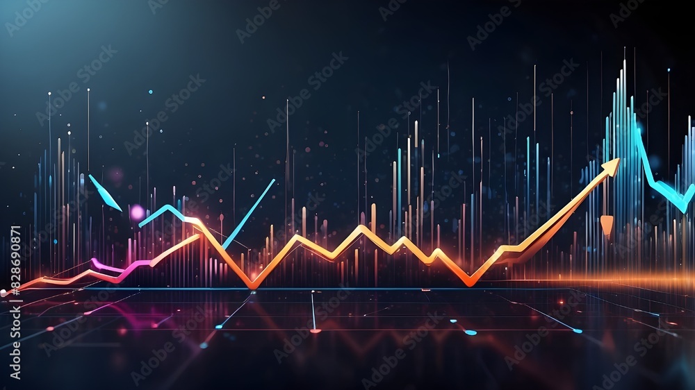 Poster digital transformation abstract technology background with a futuristic rise arrow chart. large data