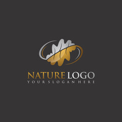 Nature Logo Template. Luxury Design on Black Background. Vector Illustrator