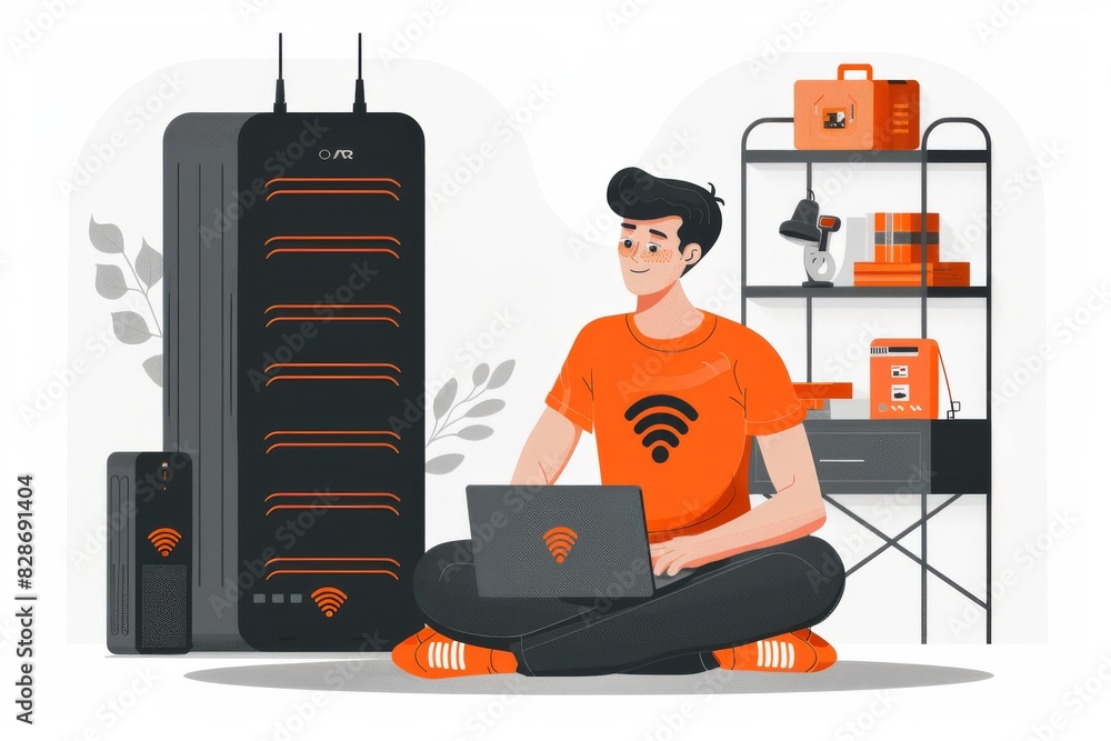 Poster technician in a data center monitoring server performance, emphasizing the critical role of human ov