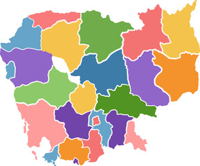 Fototapeta premium Cambodia color illustration travel map