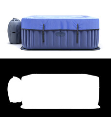 covered Blue Portable Outdoor with filter Pool 3d render on white with alpha