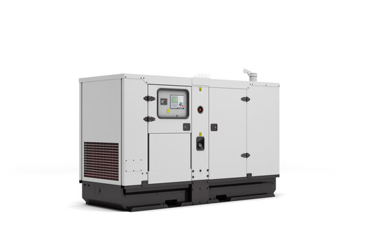 Mobile diesel generator for emergency electric power right view 3d render on white