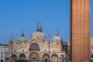 St Mark Basilica With Campanile Tower In Venice, Italy