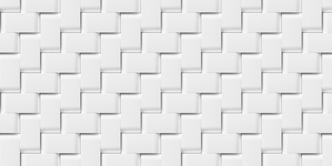 Offset white woven bands, cubes or boxes block background wallpaper banner template