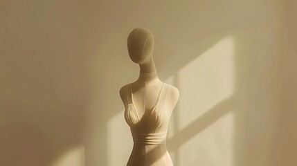 beautiful mannequin standing alone on the light background