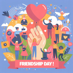 Friendship day illustration in vector style with pastel colors. International Friendship Day.
