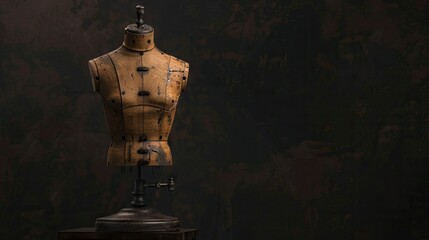 Vintage wooden mannequin for dressmaker workshop.
