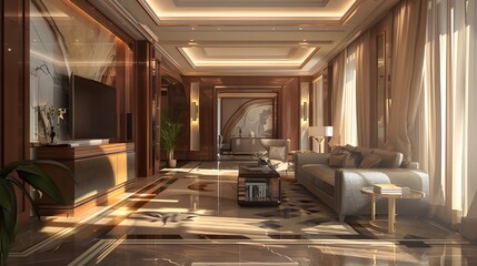 Art deco interior design of modern living room, home