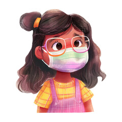 Fototapeta premium Cute girl wearing medical mask (5)