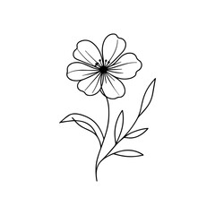 Simple Elegant Black and White Fine Line Drawing of a Flower Illustration
