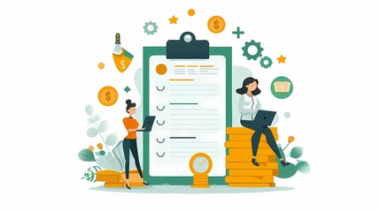 Picture a flat design of an employee benefits package