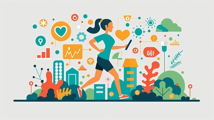 See a flat design of an employee wellness program