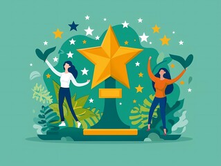See a flat design of an employee recognition program