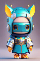 Futuristic fantasy cute character isolated on gray background, Ai generated