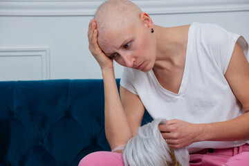 Middle aged tired woman facing cancer and long chemo treatment