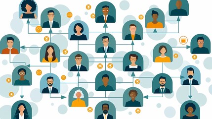 Visualize a flat design of an organizational chart