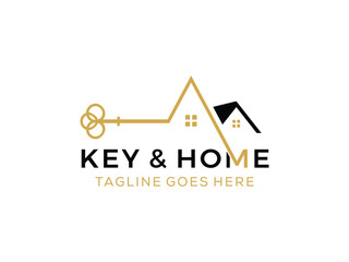 Key with home logo design vector illustration  