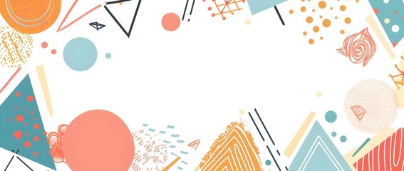 Colorful Geometric Shapes and Patterns Forming a Minimalist Modern Abstract Design Background for Branding Packaging or Flyer Elements