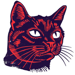 Cat face illustration sticker transparent background PNG clipart
