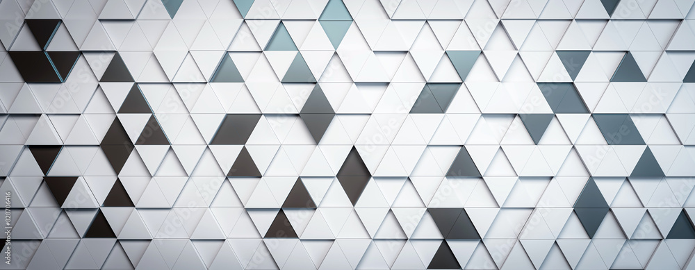 Fototapete An abstract pattern of geometric triangles on a smooth backdrop, demonstrating a concept of modern design. 3D Rendering