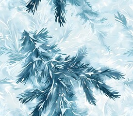 Captivating Icy Adornments on Frosted Pine Bough in a Serene Snowbound Forest Glade with Soft Focus Medium Format Film Aesthetic
