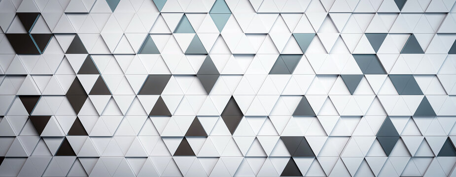 An abstract pattern of geometric triangles on a smooth backdrop, demonstrating a concept of modern design. 3D Rendering