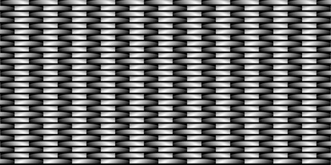 Dark black geometric grid background. Dark grey brick wall pattern cover backdrop. Modern dark abstract vector texture.