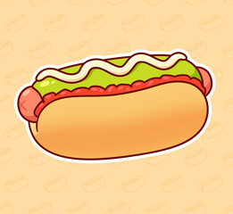 Completo, Chilean avocado hot dog drawing