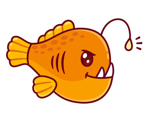 Cute cartoon anglerfish drawing