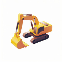 Fototapeta premium excavator icon in 3D style on a white background