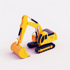 Fototapeta premium excavator icon in 3D style on a white background