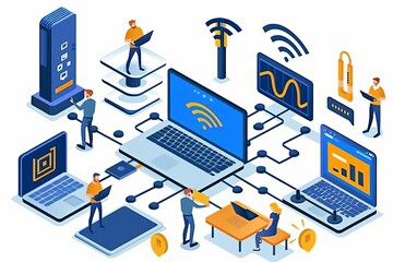 Obraz premium Illustration of digital connectivity across various smart devices, emphasizing seamless integration and IoT solutions