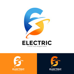 Number 6 Electric Logo vector template. Suitable for initial number Lightning Bolt,  corporate, technology, and poster illustration symbol