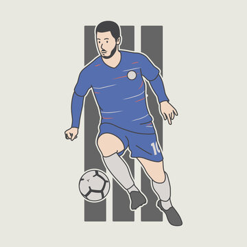 recommend clip art: soccer player character design. character illustration. a soccer player runs to dribble the ball with his right foot