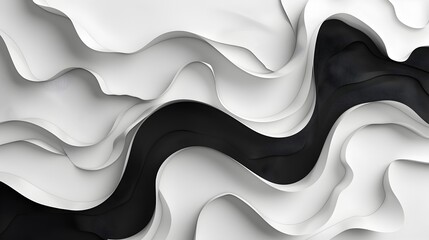 Obraz premium Elegant Abstract Layered Papercraft Background with Minimalist Monochrome Waves and Curves
