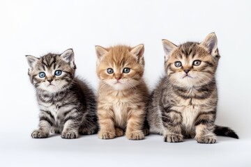 Adorable Kittens on White Background Generative AI